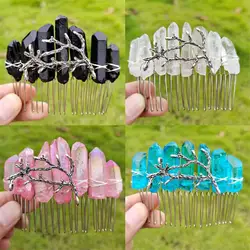 1PC Natural Crystal Quartz Branch Crown Wicca Hair Clip