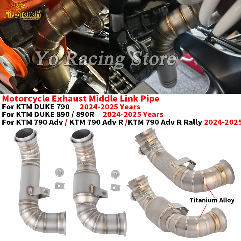 

For KTM DUKE 790 890 Adventure R Rally KTM790 KTM890 2024 2025 Motorcycle Exhaust Escape Muffler Titanium Alloy Middle Link Pipe