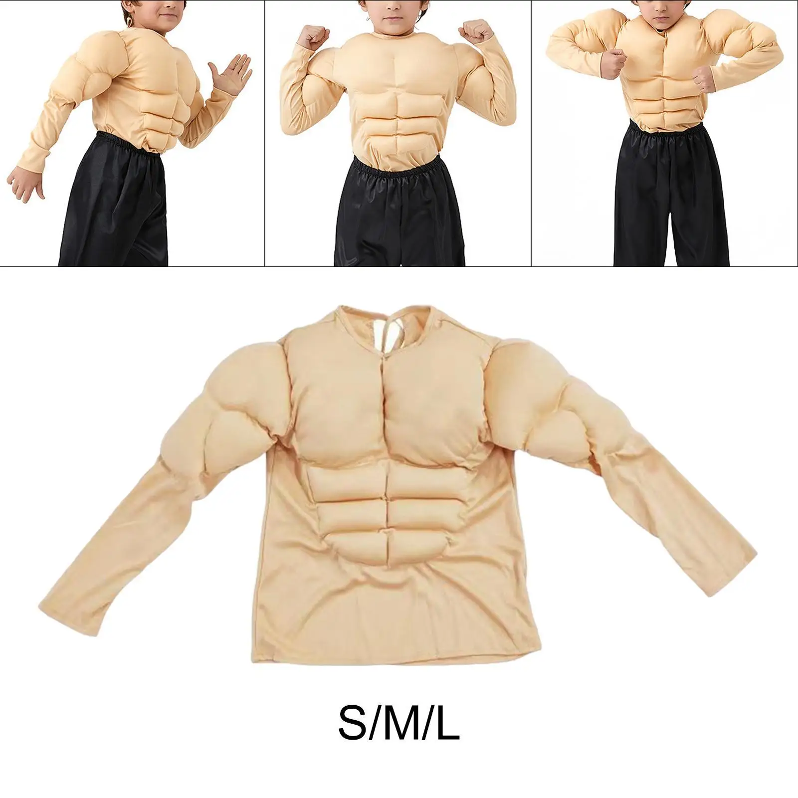 Niños camisa muscular fuerte disfraz moda 3D Casual divertido traje muscular simulación