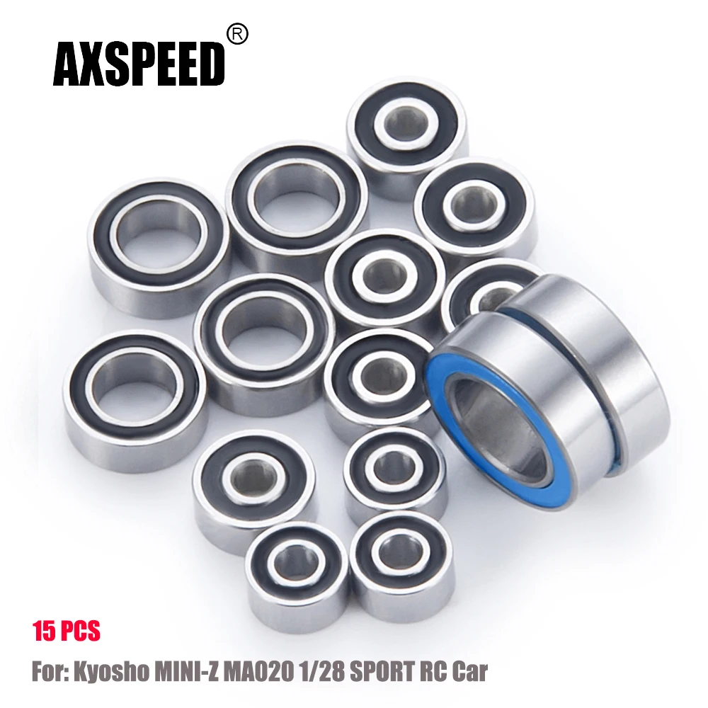 AXSPEED 15Pcs Wheel Hub Metal Sealed Replacement Bearing Kit for  Kyosho MINI-Z MA020 1/28 Sport RC Car Upgrade Parts