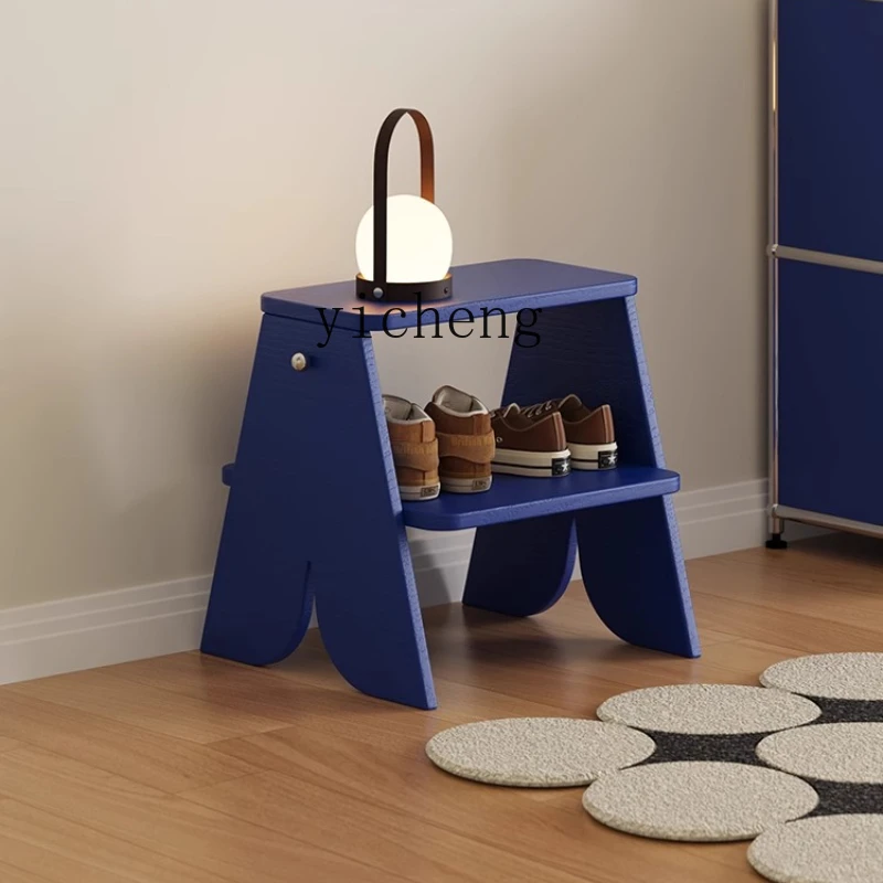 

ZK Household Ladder Stool Living Room Entrance Shoe Change Stool Solid Wood Shoe Stool A few pedals on the side of the sofa