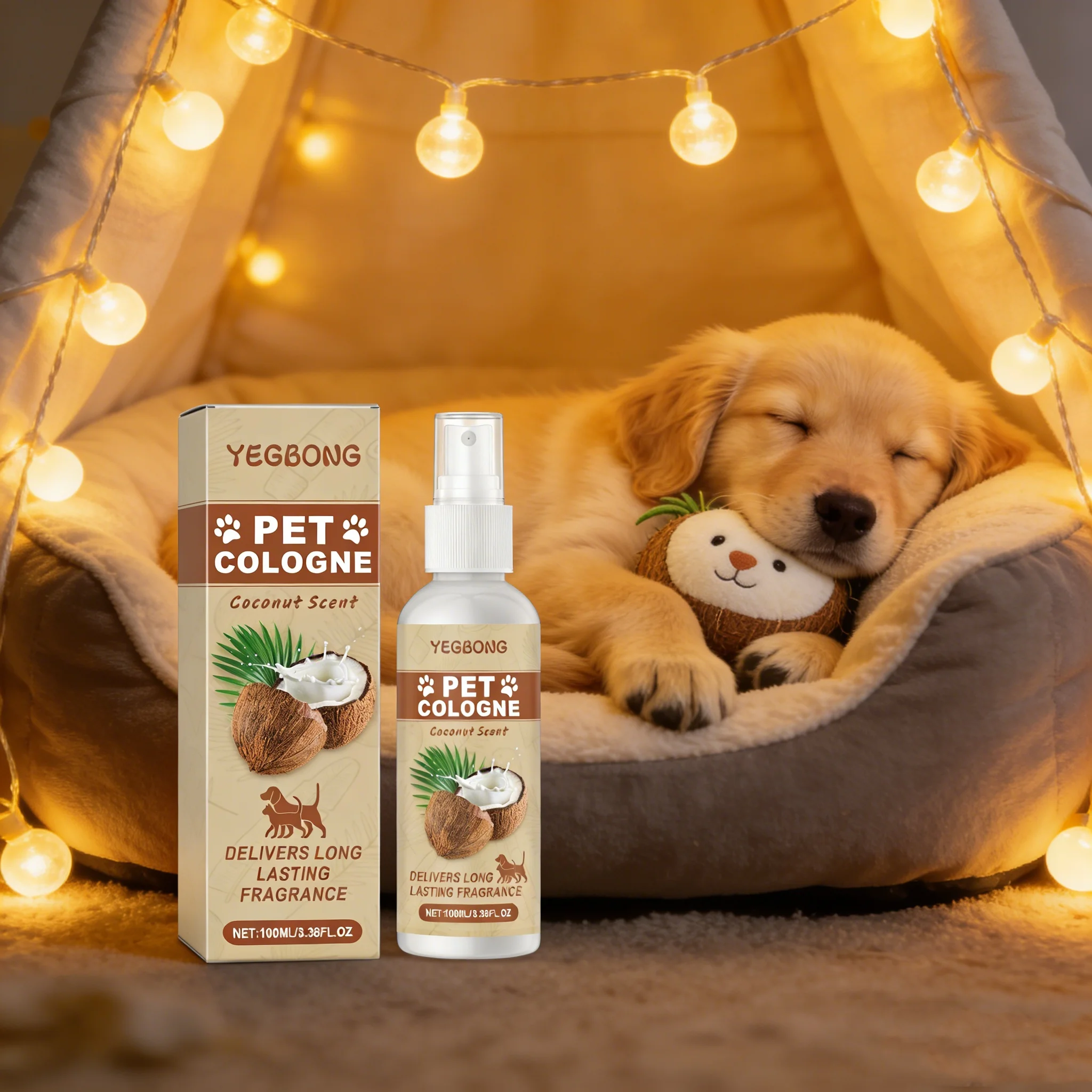 Spray Desodorante para Mascotas con Aceite de Coco Yegbong para Perros y Gatos, Elimina el Mal Olor, Frescura Duradera para Sofás y Mal Aliento, Suministros para Mascotas