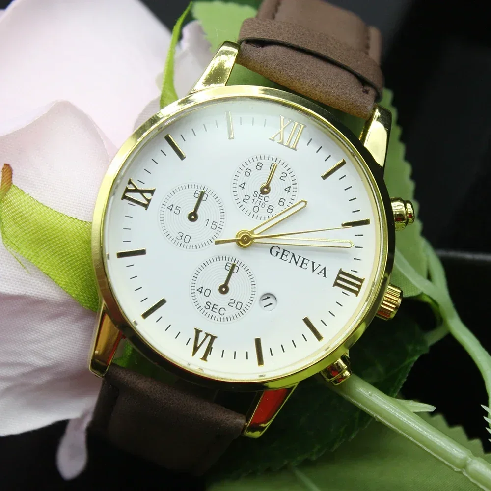 남성용 하이 엔드 트렌드 쿼츠 시계, 패션 기질 비즈니스 대형 다이얼 매칭 팔찌 상자, 5 개 세트