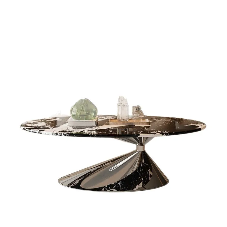 Italian marble coffee table high artistic sense living room home light luxury modern simple round coffee table