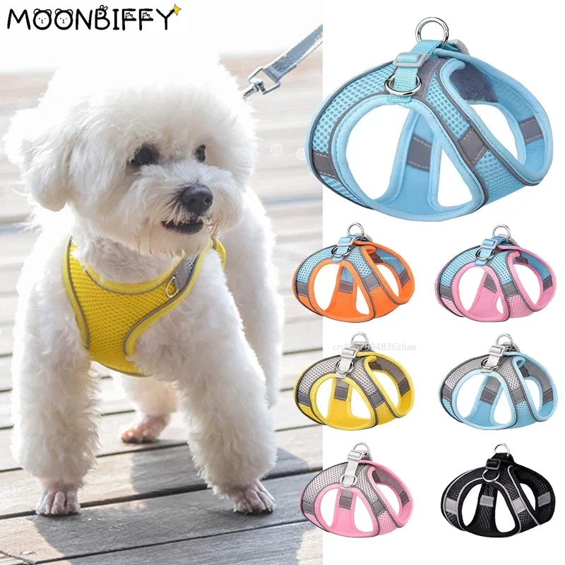 New Cat Dog Harness Vest Breathable Puppy Small Dog Collar and Leash Set Adjustable Pet Harness for Chihuahua Chest Strap Stuff