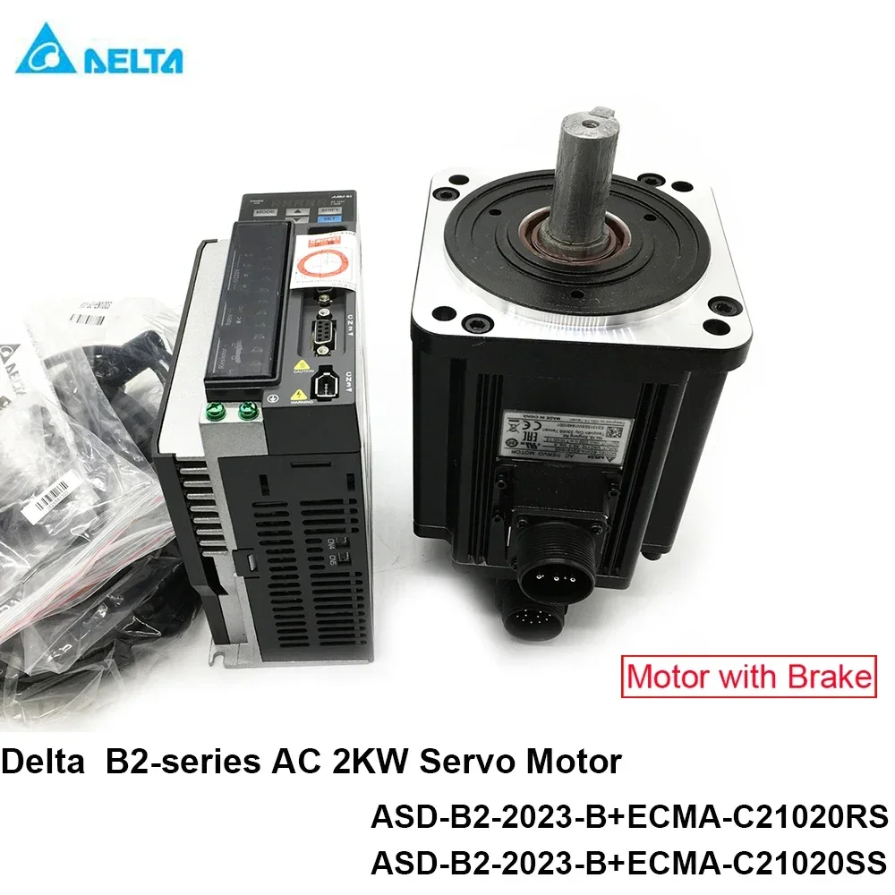 Delta 2KW AC Servo Motor Driver 6.37NM 3000rpm 100MM ASD-B2-2023-B ECMA-C21020RS ECMA-C21020SS 3 Phase Motor with Brake