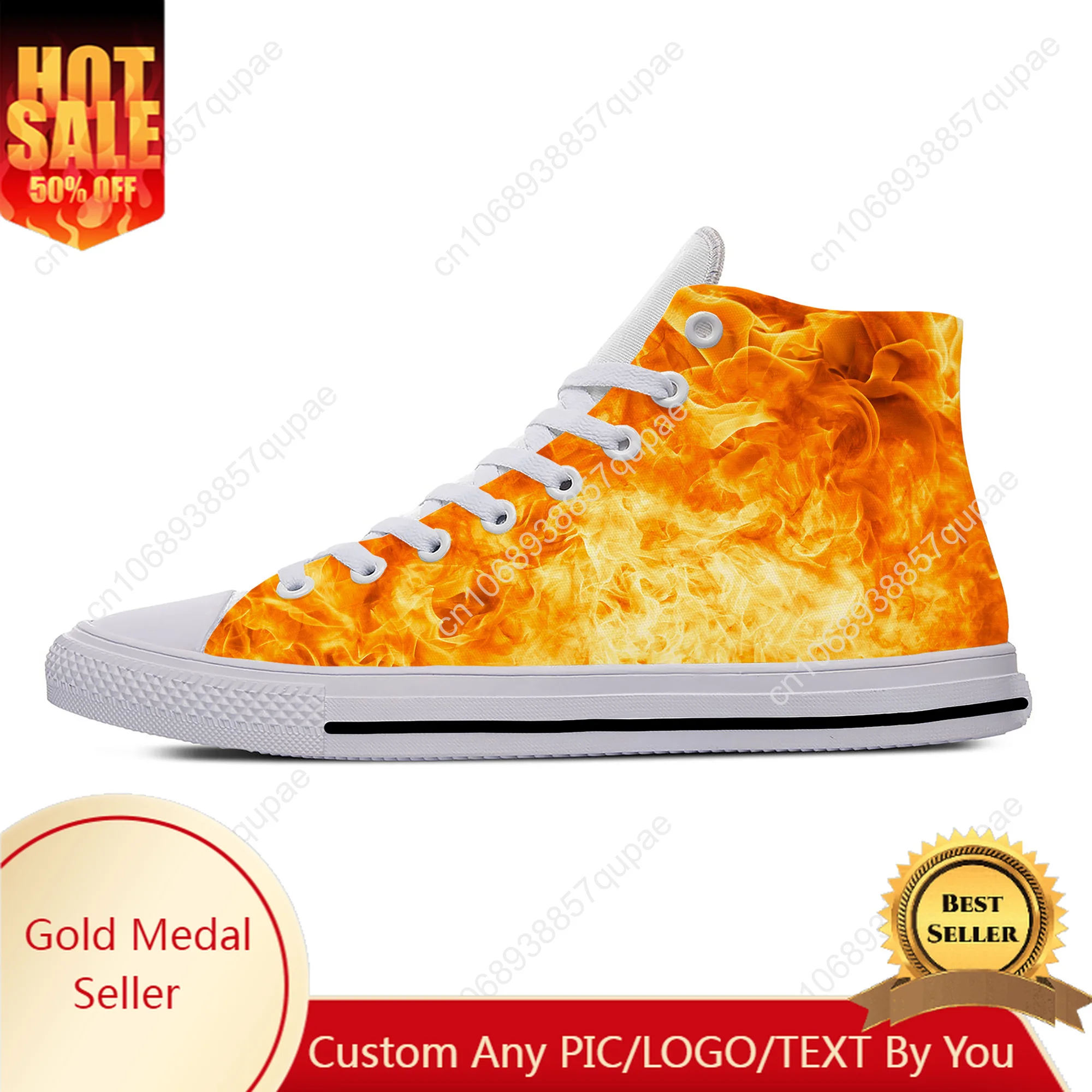 

Anime Cartoon Flame Fire High Top Sneaker High Quality Men Women Teenager Canvas Sneaker Casual Couple Shoes Custom Shoe