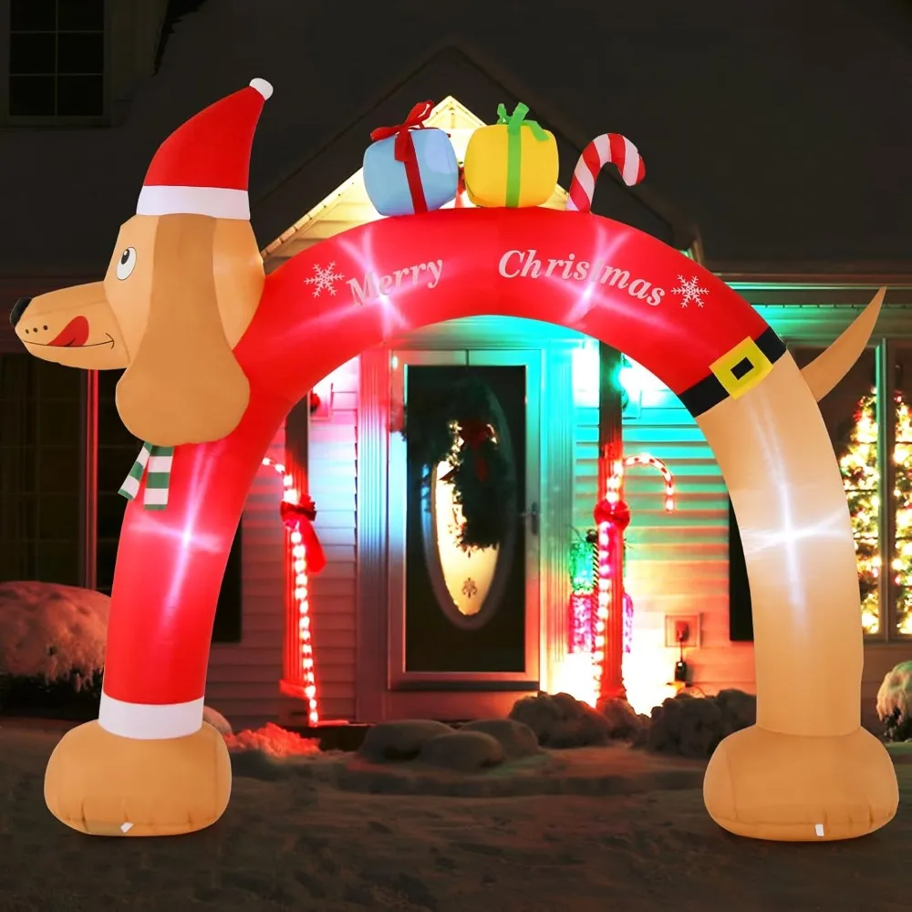 

Christmas Inflatable Archway, Giant Inflatable Dachshund and Gift Boxes Arch, Blow Up Yard Decoration