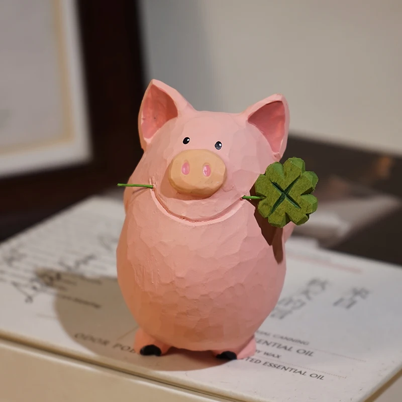 

Piggy handmade wood carving ornament