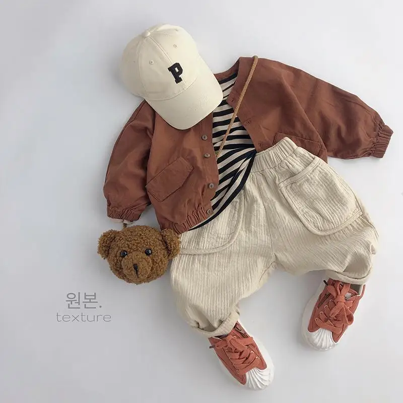 Summer Children\'s Casual Pants Cotton Hemp Pants Korean Baby Boy and Girls Cargo Pants Kids Clothes