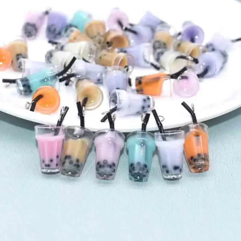 10pc 13*25mm Mixed Color Simulation Bubble Milk Tea Cup Charms For DIY Decoration Earrings Necklace  Fashion Jewelry Accessories