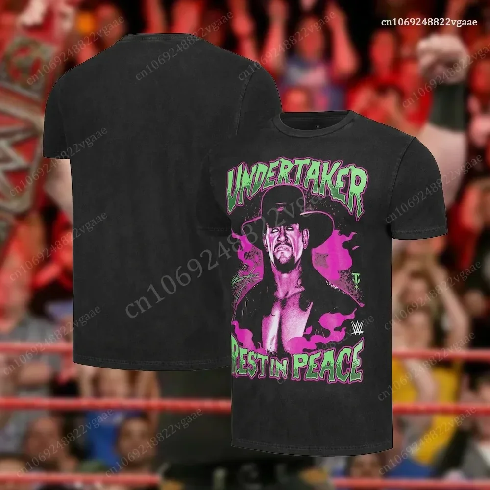 2024 Summer The Undertaker T Shirt Wrestling Tshirt Vintage Cotton Boxing Champion Gym Cotton Clothes Training Tee Tops