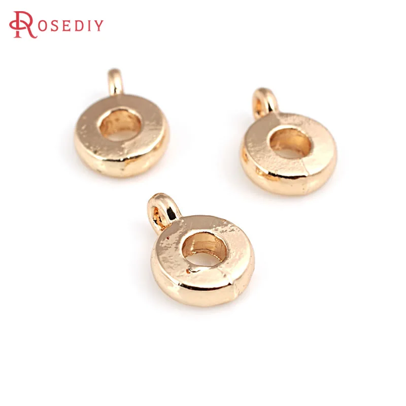 18K Gold Color Round Circle Large Hole Bracelets Bead Necklaces Charms Pendants Connector High Quality Diy Jewelry Accessories