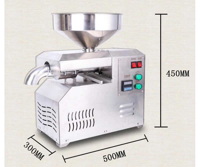 Stainless Steel Oil Presser Commercial Hot /Cold Double-pressed Rapeseed Multi-function Residue Machine Squeezer 20KG/H