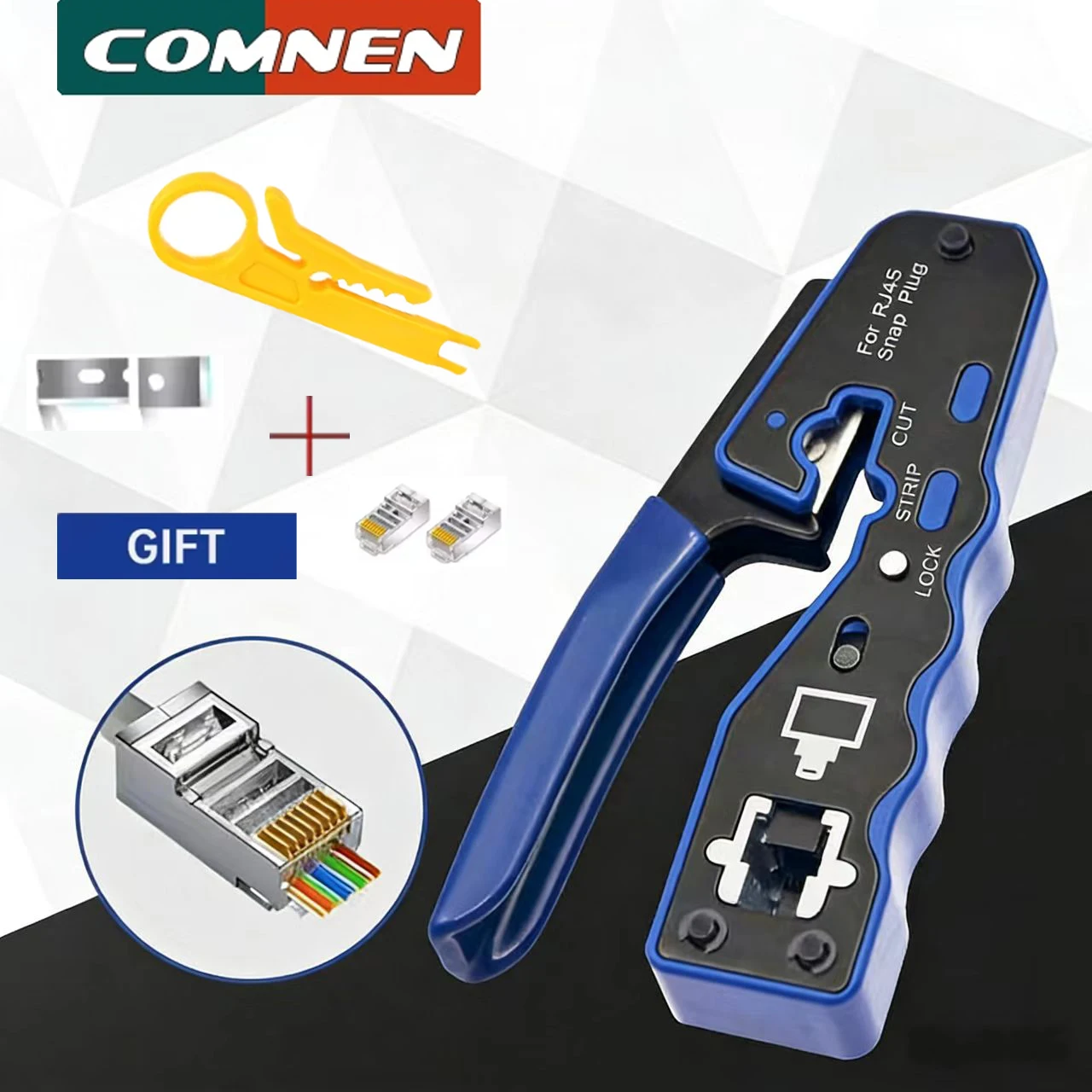 

Многофункциональные сетевые клещи COMNEN, обжимной инструмент для Cat7 Cat6 Cat6A Cat5 Cat5e с разъемами Ethernet