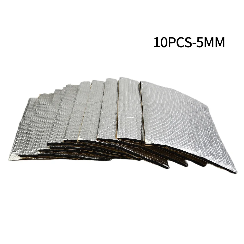10 Sheets Sound Deadening Mat 5mm Butyl For Noise Reduction In Vehicles With Aluminium Coating To Prevent Rust And Vibrations