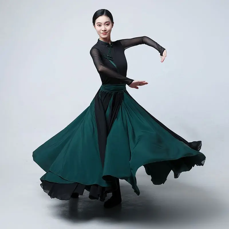 

Новый танцевальный костюм, этническая распашная юбка, тренировочная юбка, верхний костюм для женщин и взрослых