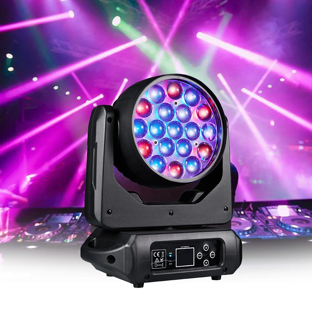 

LED19X15W Moving Head Lights RGBW 4in1 Beam Zoom Wash Effect Stage Lights DMX 512 Professional DJ Disco Nightclub KTV Bar