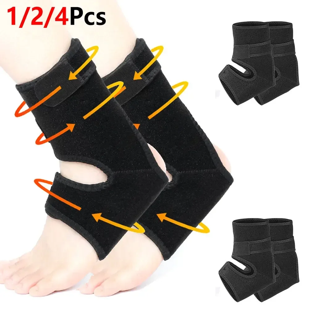 1/2/4Pcs Adjustable Ankle Support Brace, Silicone Heel Pad Breathable Compression Ankle Wrap for Running Sports Gym Men Women