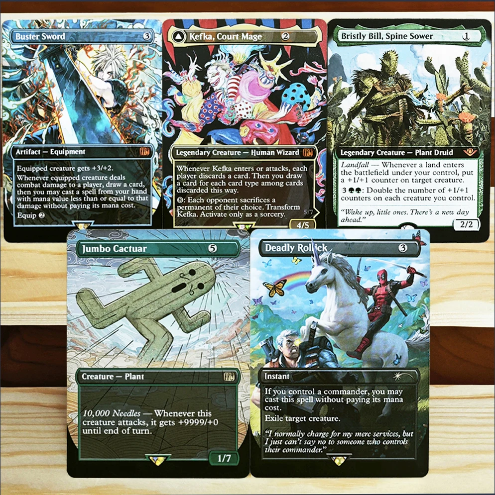Tarjetas Holo Exclusivas y Raras de TCG: Gather-Buster Sword/Kefka, Court Mage/Bristly Bill, Spine Sower/Jumbo Cactuar/Deadly Rollick