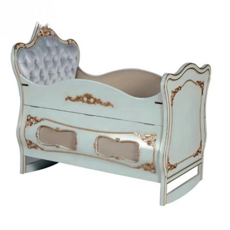 

Wood hand-carved crib with bed guide custom child sleeping crib Check-in hotel