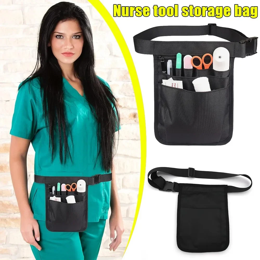 1 Piece Solid Color Tool Waist Bag Medical Staff Universal Multi Pocket Work Pocket Medical Supplies Storage Nurse Bag