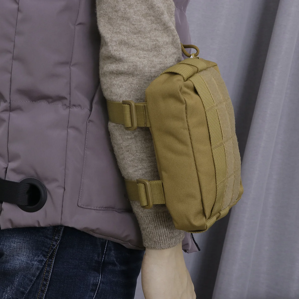 

Tactical Waist Bag Camouflage Khaki Water-Resistant Heavy-Duty Nylon Cell Phone Pouch Outdoor Gear Organizer