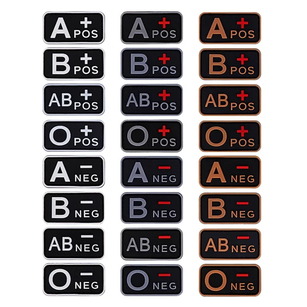 3D PVC نوع الدم مجموعة التصحيح المطاطي التكتيكي A + B + AB + O + إيجابي POS A- B- AB- O- سلبي NEG - شارة النمط العسكري