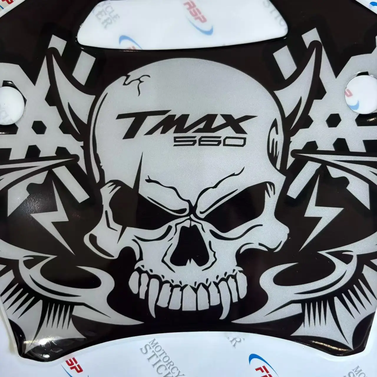 Motorcycle TMAX 560 Special Accessories Skull Fuel Tank Decoration Sticker Bright Black Soft Rubber 3D Waterproof