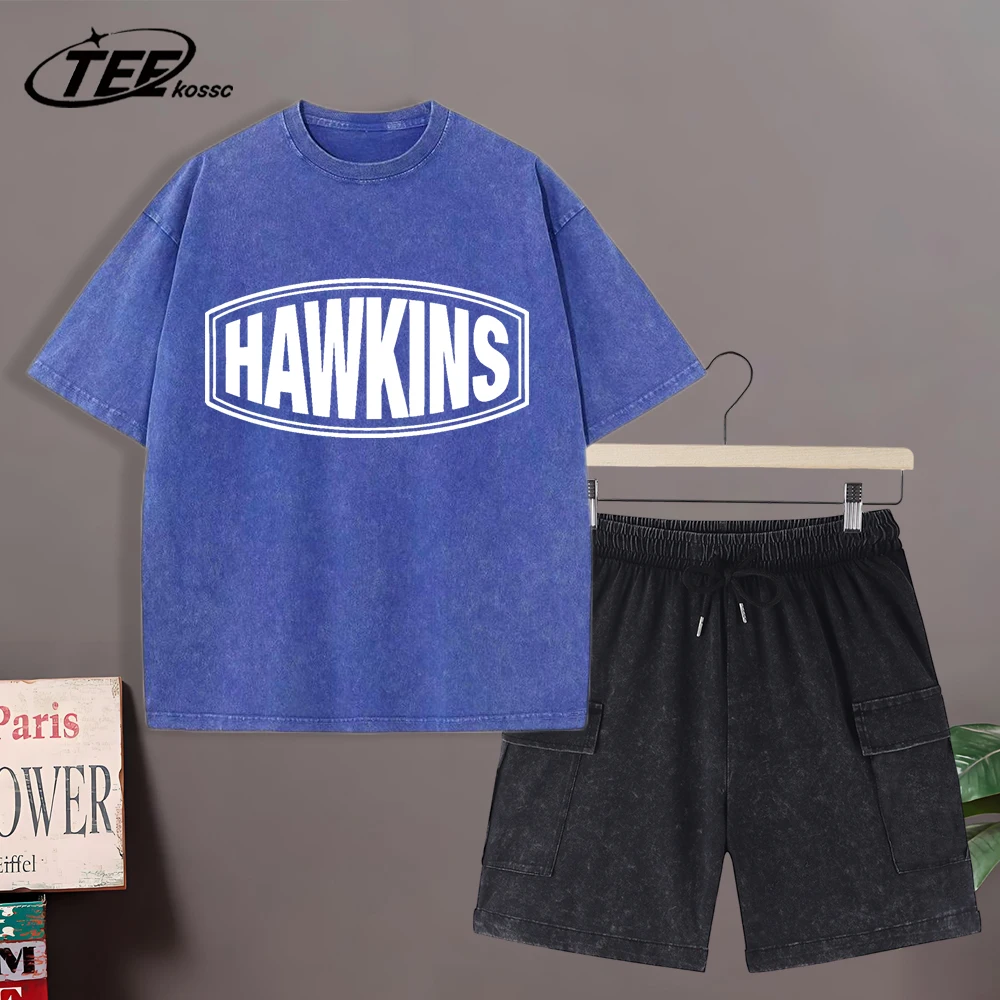

Hawkins 1952 High School Print Retro Tee Summer Cotton Loose Men T Shirt Fashion Soft Washed Short Suit Unisex Simple Clothing