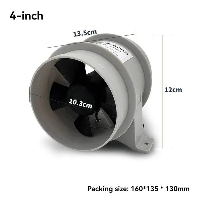 4-Zoll-Inline-Gebläse für Boote, Bilgengebläse, Kühlventilator, Marine-Kabinenbelüftung, 12 V, Wohnmobil und Marine-Zubehör