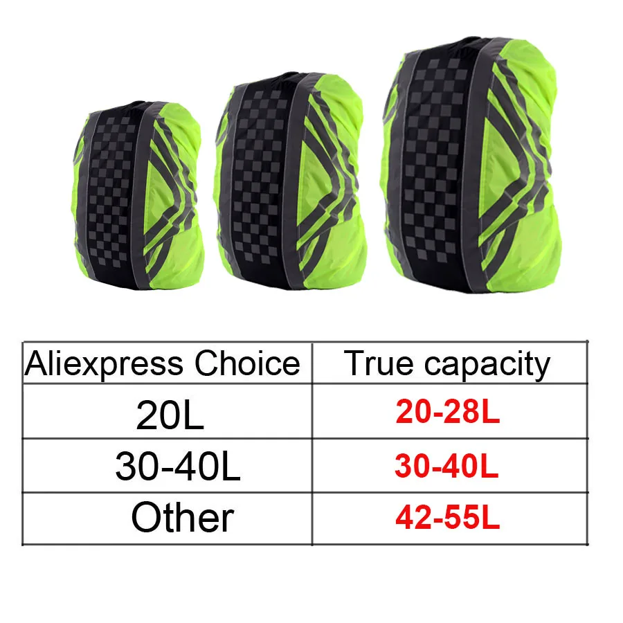 KoKossi 1Pcs Outdoor Waterproof Cover Cycling Hiking Climbing Backpack Cover Rain Cover Night Reflective Strip Dust Cover Unisex image 2