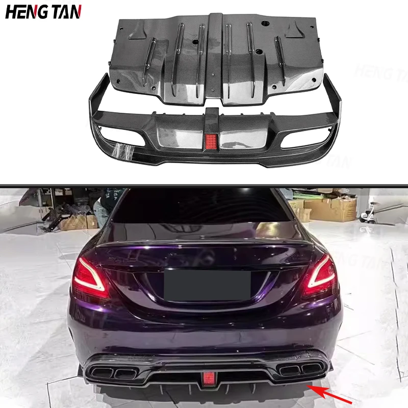 

For Mercedes Benz C Class AMG W205 C43 C63 4 Doors C200 C220 C260L Carbon Fiber Car Rear Bumper Lip Diffuser Spoiler IMP Style