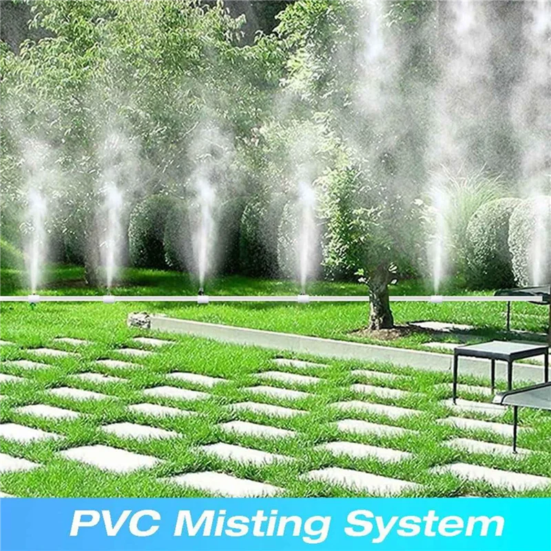WORTHOWN-20Pcs sistema de nebulización de boquilla de niebla de PVC de 1/2 pulgadas para Patio al aire libre acoplamiento de señor sección dividida de PVC con boquilla de niebla