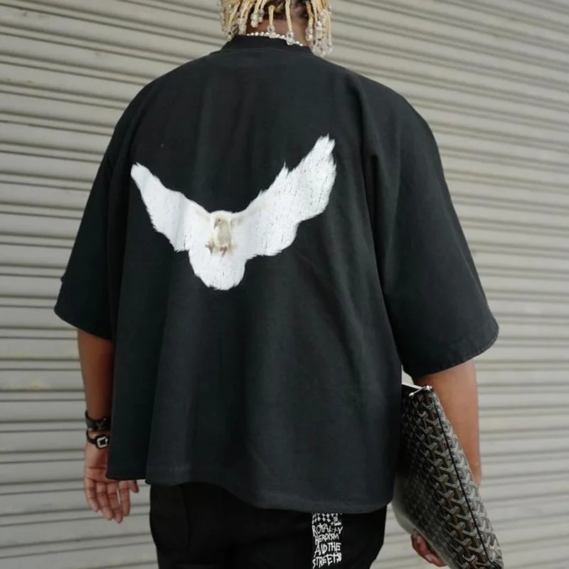 Y2K DONDA Kanye West T-shirts High Quality Men's Oversized White Peace Dove Print Short-sleeved Top Tee