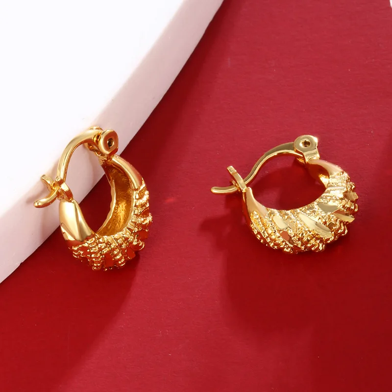 

Luxury 24K 9999 Pure Gold real gold Women's earrings earrings caterpillar earrings