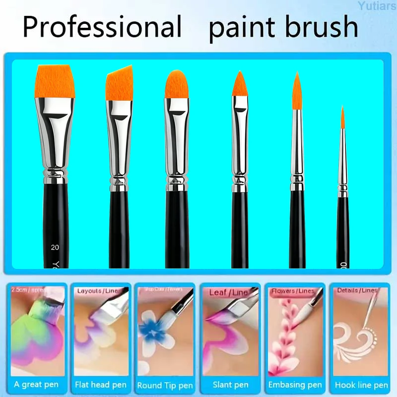 

6- шт. набор кистей для рисования, высококачественные кисти для рисования лица для акварели, акриловой масляной живописи, принадлежности для рукоделия ногтей