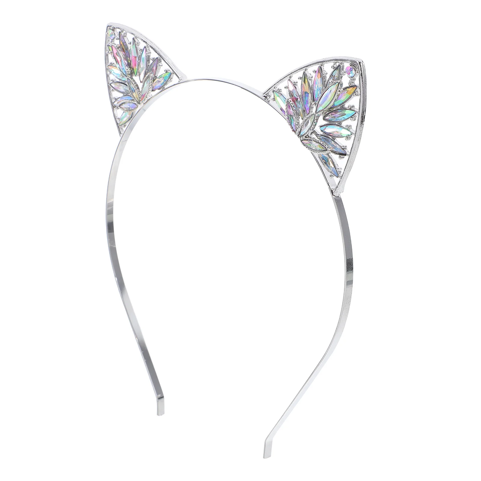 Adorable Crystal Cat Ears Headband Sparkling Rhinestones Cosplay Halloween Party Costume Hair Accessory Durable Fashion