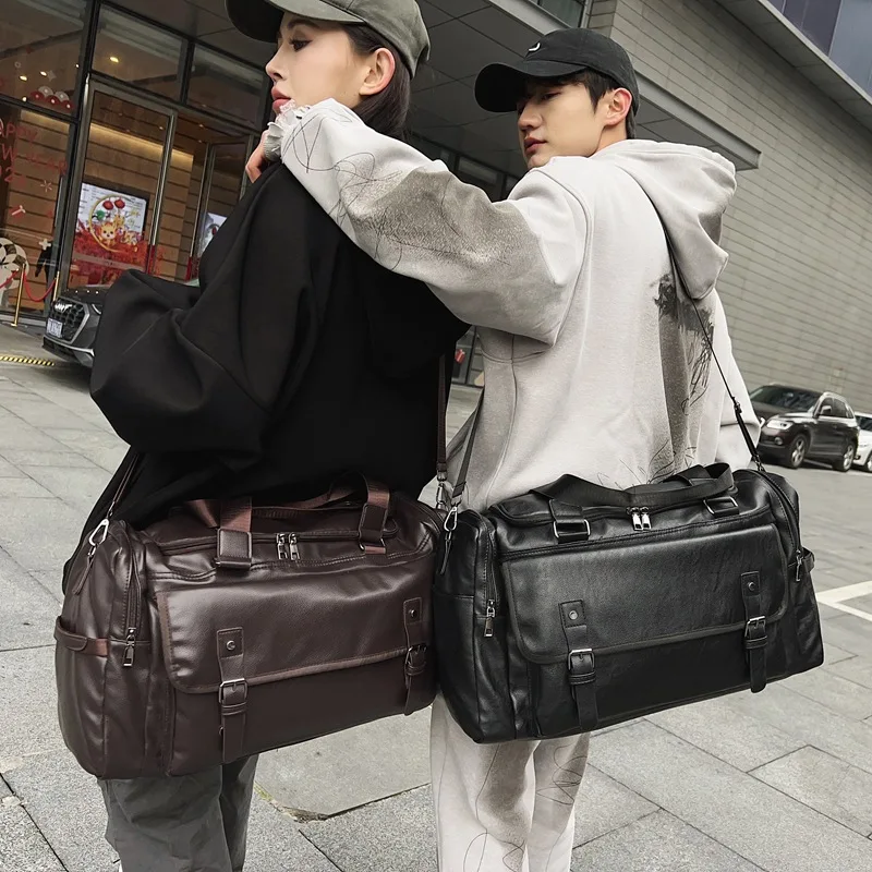 

Дорожная сумка из искусственной кожи, водонепроницаемая спортивная сумка Weekender, деловая сумка через плечо для багажа, сумка через плечо с отделением для обуви и сухим мокрым карманом