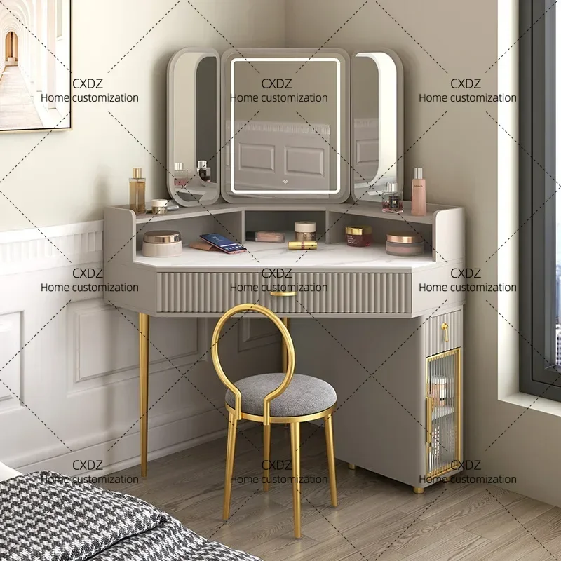 XXLuxury Solid Wood Dressing Table Corner Modern Triangle Storage Combination Locker Household Makeup Tables Bedroom Furniture