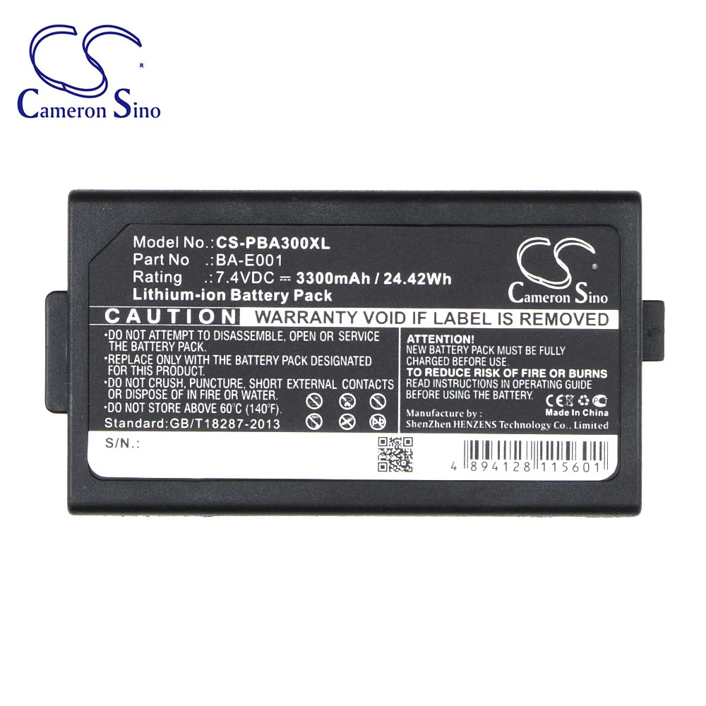 CameronSino 3300mAh/7.4V Battery PJ7 for Brother PT-E300 PT-E500 PT-E550W PT-H300 PT-H300LI PT-H500LI P-touch H300/LI