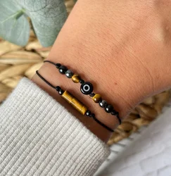 Evil Eye Triple Protection Set Nazar Black Tourmaline Bracelet Set