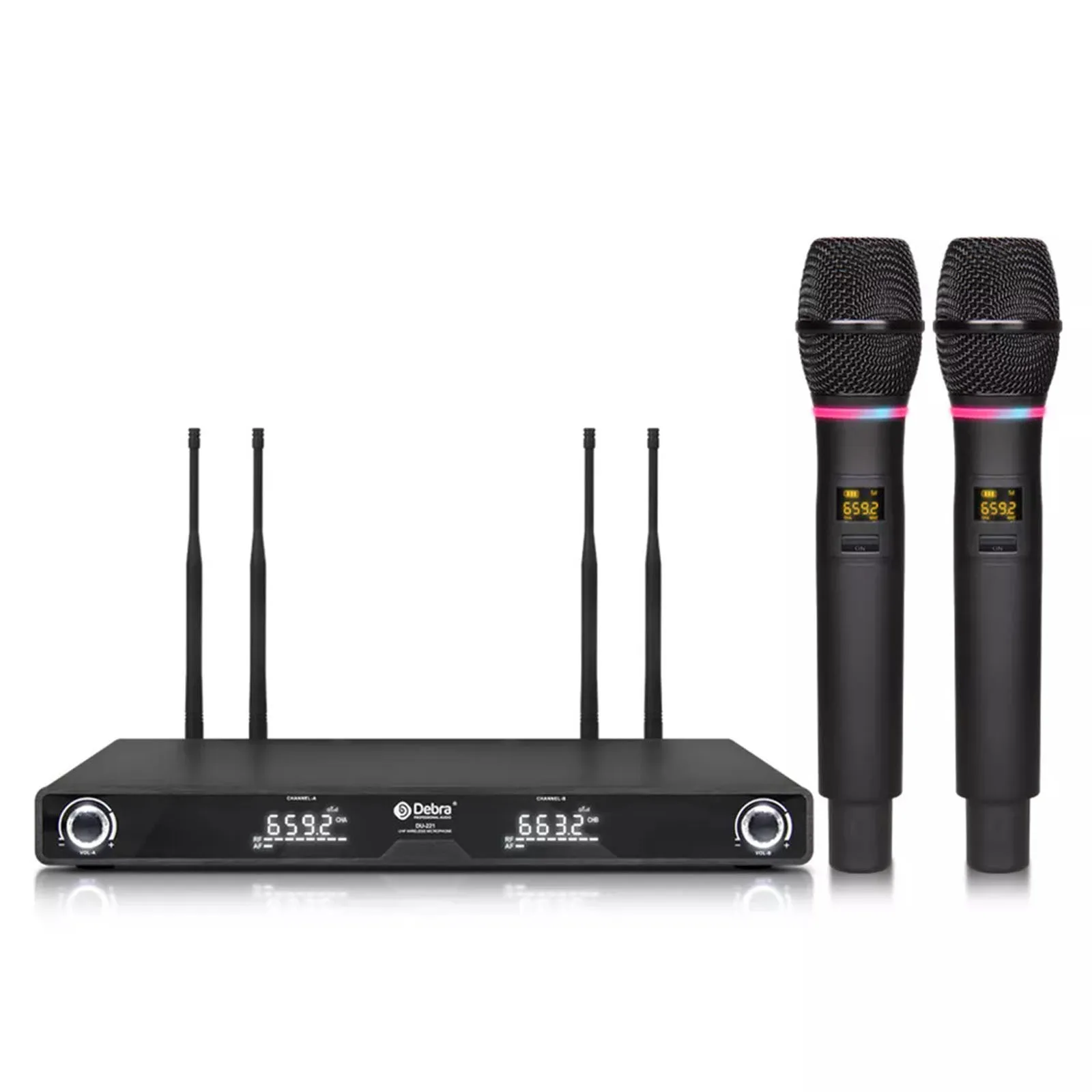 Audio 2-Channel UHF Wireless Microphone System With Handheld Microphone Karaokemic KTV Handheld Mic Transmitter Karaoke