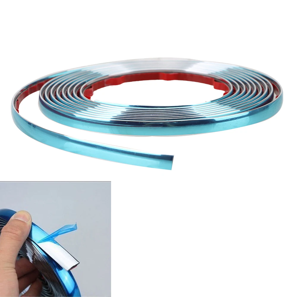 Self Adhesive Car-styling Styling Mouldings Silver Side Door Chrome Strip Car Rearview Mirror Bumper Protector Tape