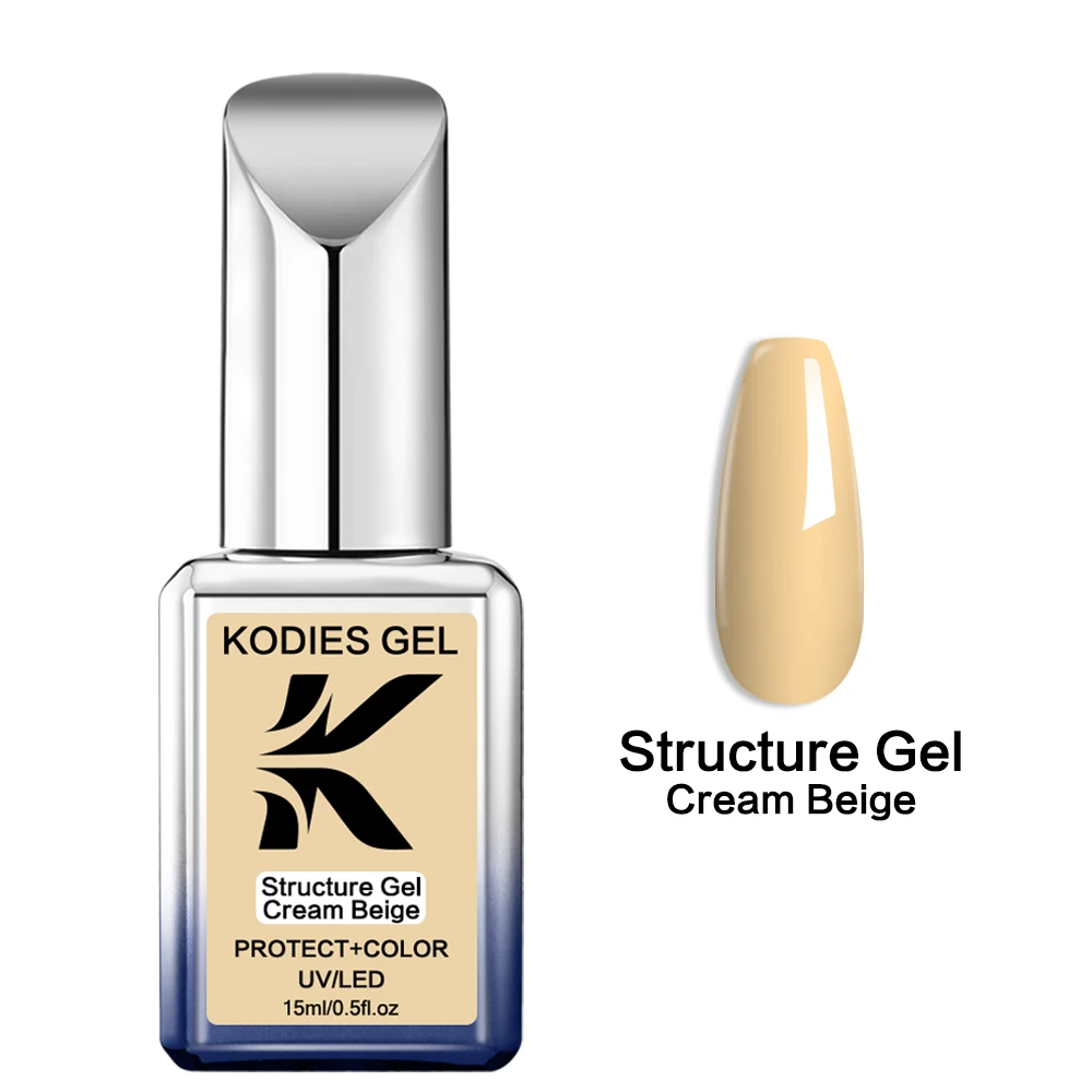 KODIES GEL Structure Rubber Base Gel Nail Polish Butter Yellow Beige Gel Polish Semi Permanent UV/LED manicura Nails Art Salon