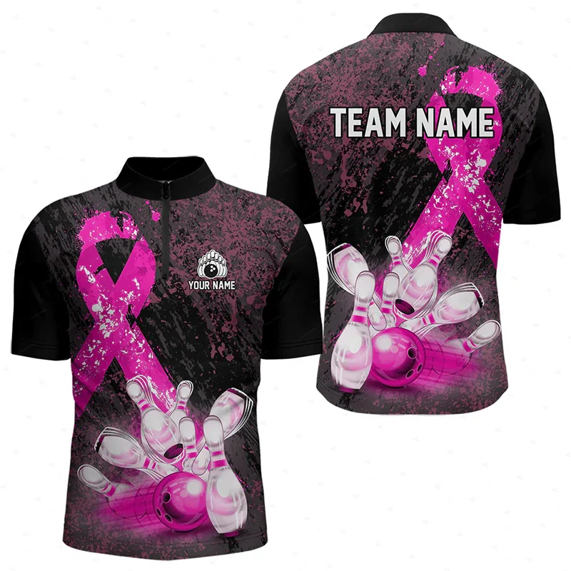 

Custom Name Mesh Breathable Bowling Flame Ball Graffiti Vintage 3DPrint Harajuku Summer Short Sleeve Zipper Polo Jersey Shirts A