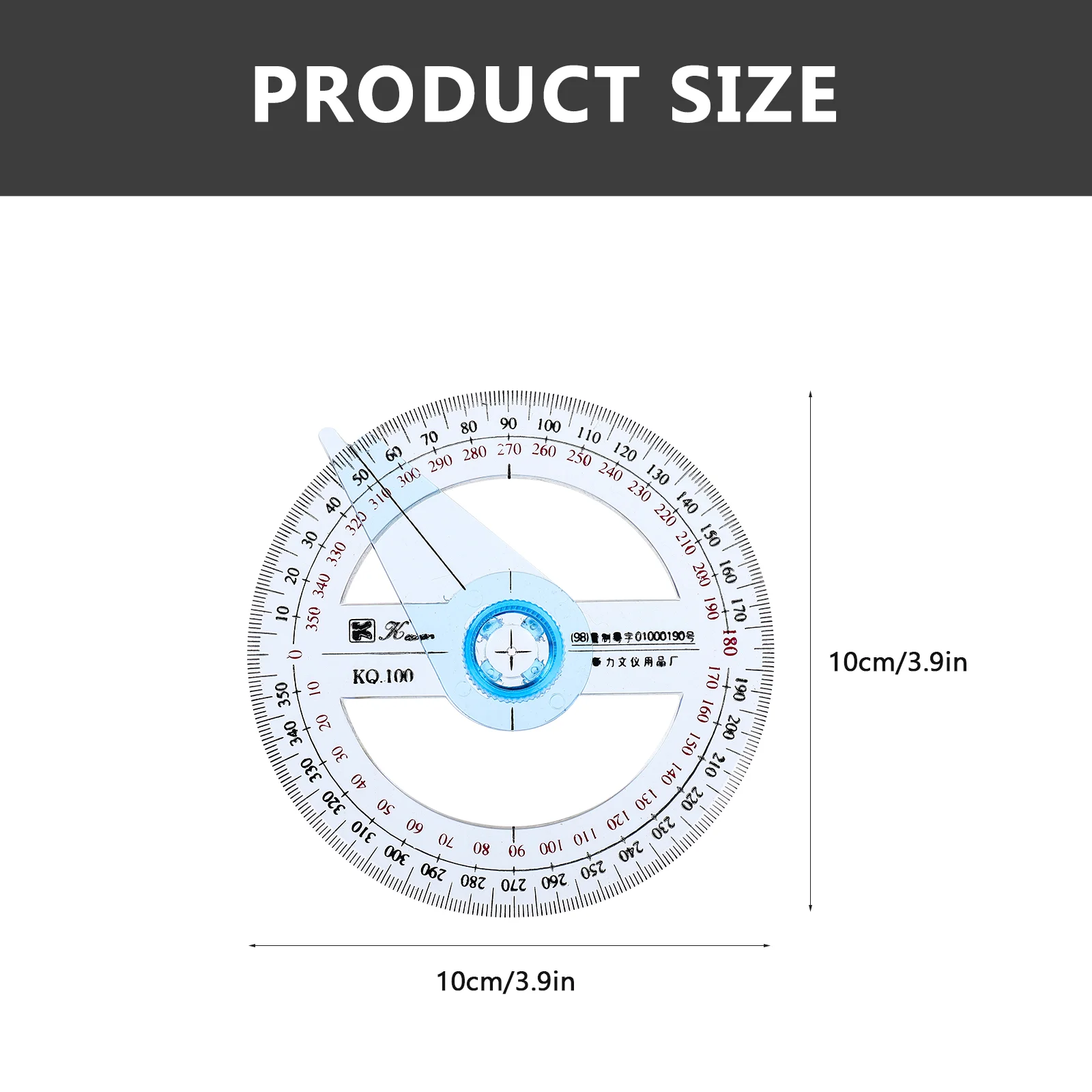 Régua de medição portátil para escola, Circle Math Circle Protractors, Geometric Drafting Tool, Grau