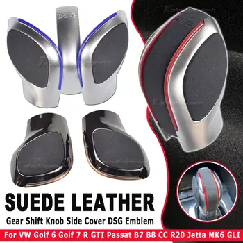 Červená/modrá barva auto semišová kožená řadicí páka pro VW Golf 6 Golf 7 R GTI Passat B7 B8 CC R20 Jetta MK6 GLI DSG emblém 10 nejlepší prodej řadicí páka mk6 gti dsg - №9