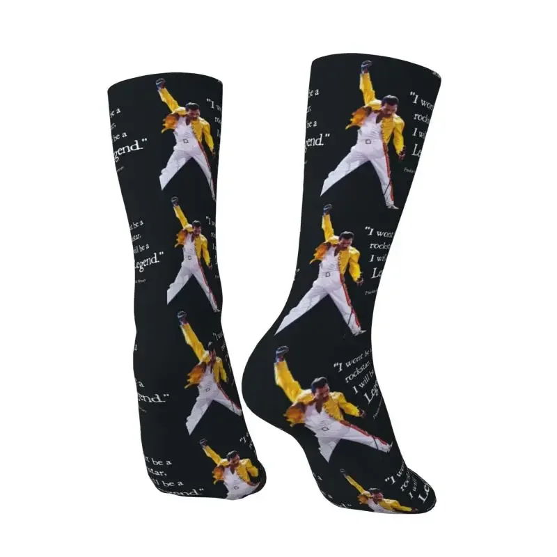 Y2K rock legend Freddie Mercury Men Women crew unisex fashion 3D printed British singer dress socks