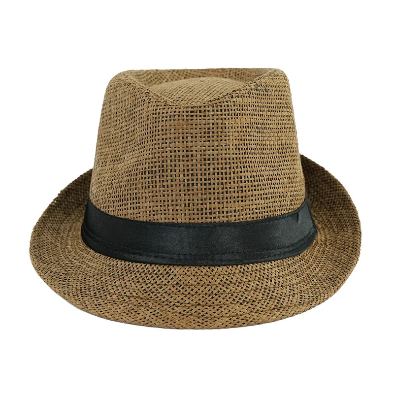 Summer Straw Panama Fedora Hat Family Matching Sun Cap Breathable Beach Hat for Women Men Kids Cuban British Style